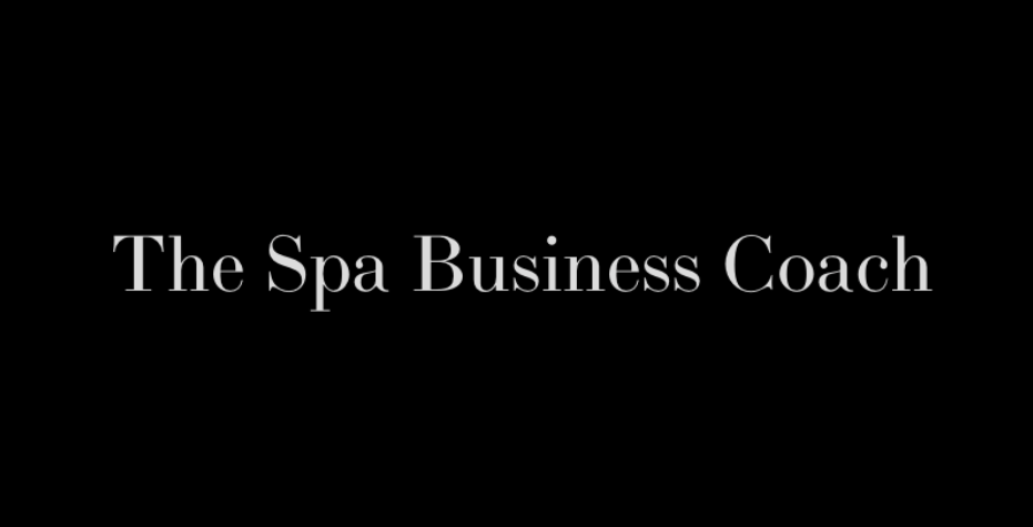 White "The Spa Business Coach" logo on black background