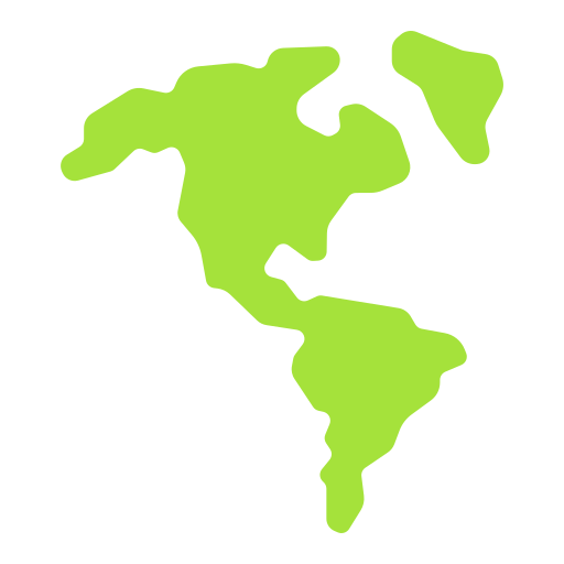 Green icon showing the map outline of North and South America