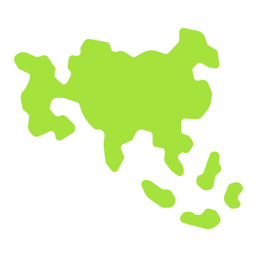 Green icon showing the map outline of Asia